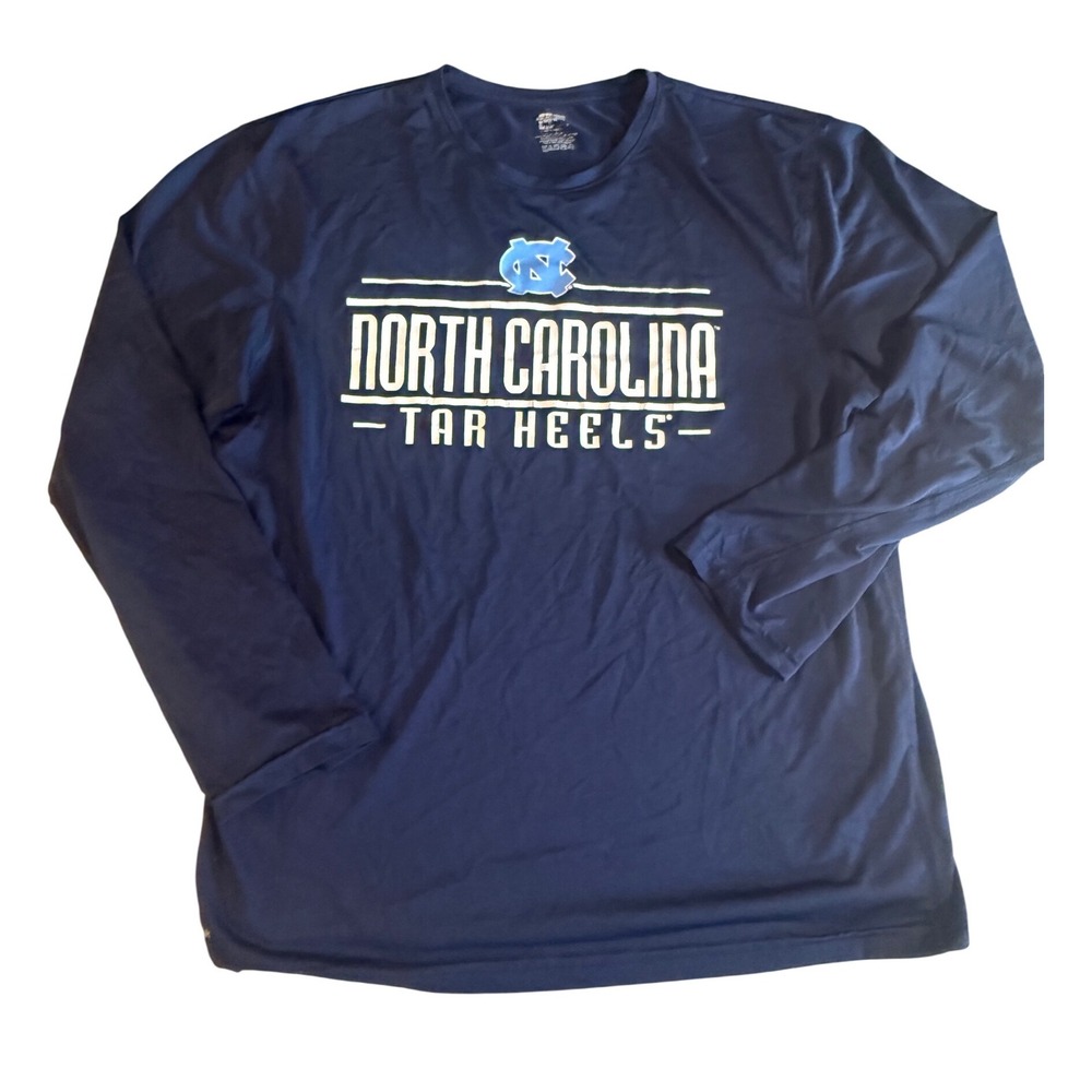 North Carolina Tar Heels Mens Long Sleeve Performance Shirt Navy Blue Large UNC